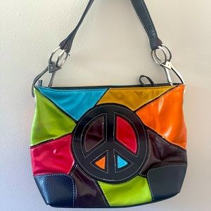 Vintage Abstract Color Block Peace Handbag